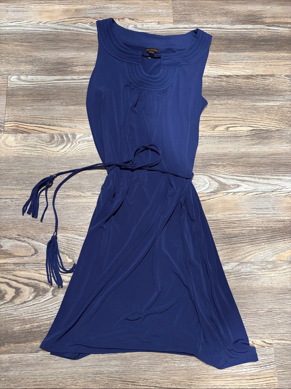 Dana Buchman Navy Sleeveless Midi Dress with Tassel Belt